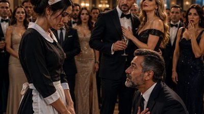 أجبرها زوجها أن تعمل خادمة في حفله… لكنه لم يعلم أن الجميع سيقف احترامًا لها بعد دقائق