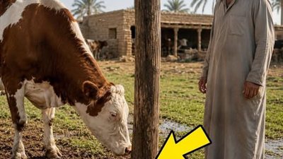 اشترى بقرةً لم يرغب فيها أحد… لكنها قادته كل يوم إلى العمود نفسه، وعندما حفر تحته اكتشف سرًا لم يكن يتوقعه!